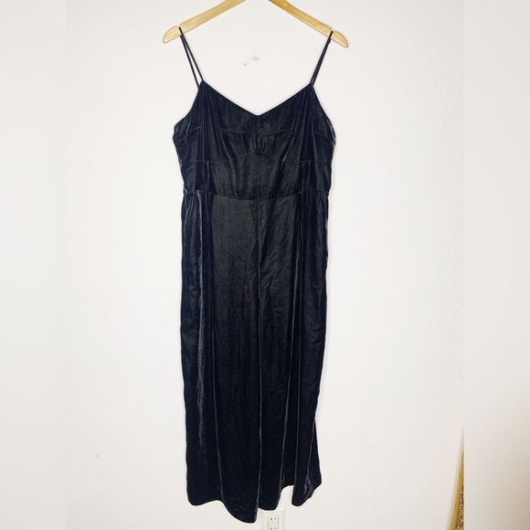 New J. Crew Cropped Wide Leg Jumpsuit in Black Velvet Size 14 $128 - Picture 5 of 10